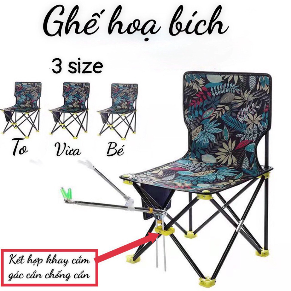 Ghế Câu Cá Gấp Gọn Lá Phong, họa bích Ghế Gấp Inox, Ghế Xếp , ghế ngồi câu cá Giá Rẻ
