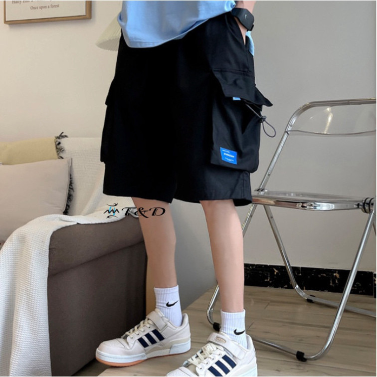 Quần short túi hộp phối logo xanh QN4 cực chất dành cho nam nữ - Hàng mới về