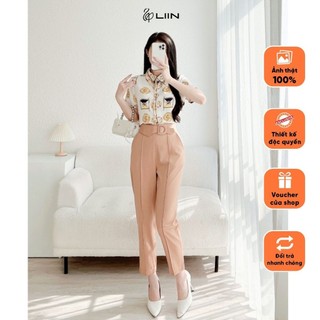 Quần baggy nữ công sở thiết kế cạp cao cách điệu mix đai trẻ trung, thanh lịch QD3743