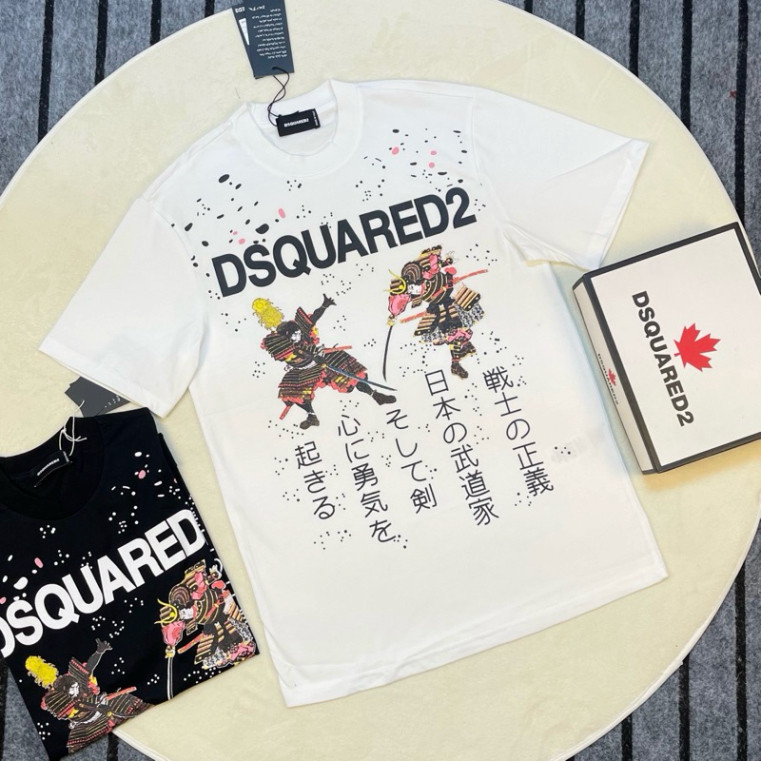 Áo Phông Nam Nữ DSQ2 In Hoạ Tiết Samurai Nhật Cổ Vảy Sơn Loang . Áo Thun Cộc Tay Siêu Cấp Cho Các Bo