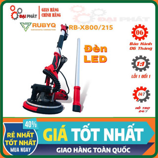 Máy chà tường tay xoa tường dài RUBYQ tặng 6 miếng giấy nhám có ống hút túi thồi bui tay dài đèn LED