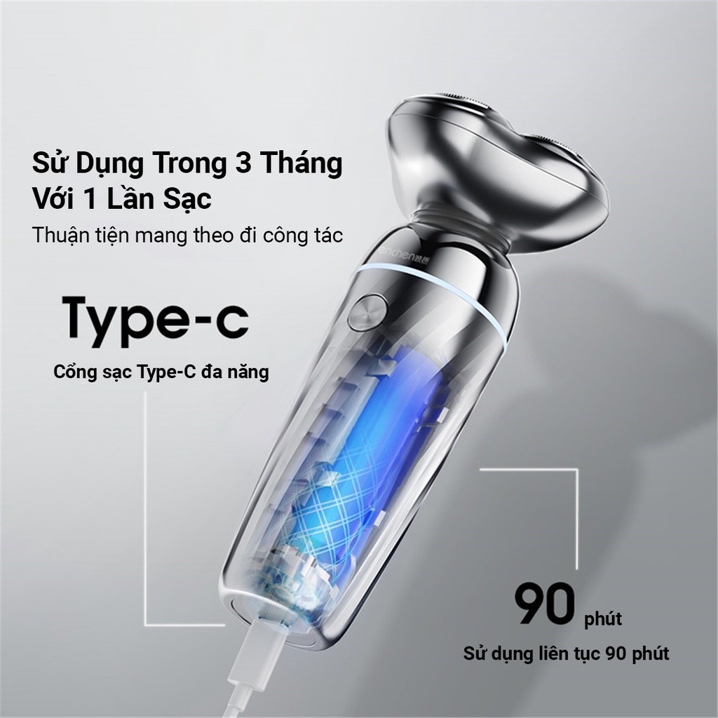 Máy cạo râu Enchen Silver X7 hệ thống EMS thông minh chống nước  IPX7 chính hãng - Minh Tín Shop