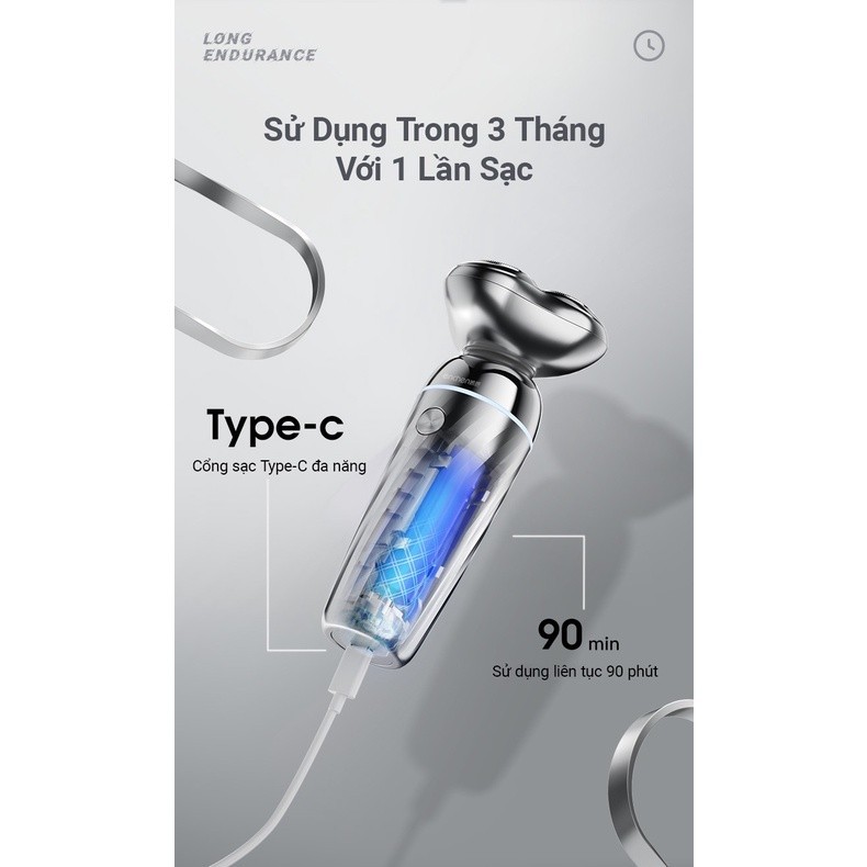 Máy cạo râu Enchen Silver X7 hệ thống EMS thông minh chống nước  IPX7 chính hãng - Minh Tín Shop