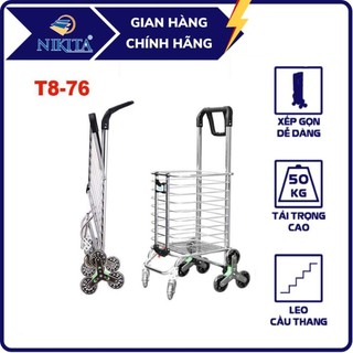 Xe đẩy đi chợ gấp gọn đa năng, 8 bánh xe di chuyển, hỗ trợ leo cầu thang 2024