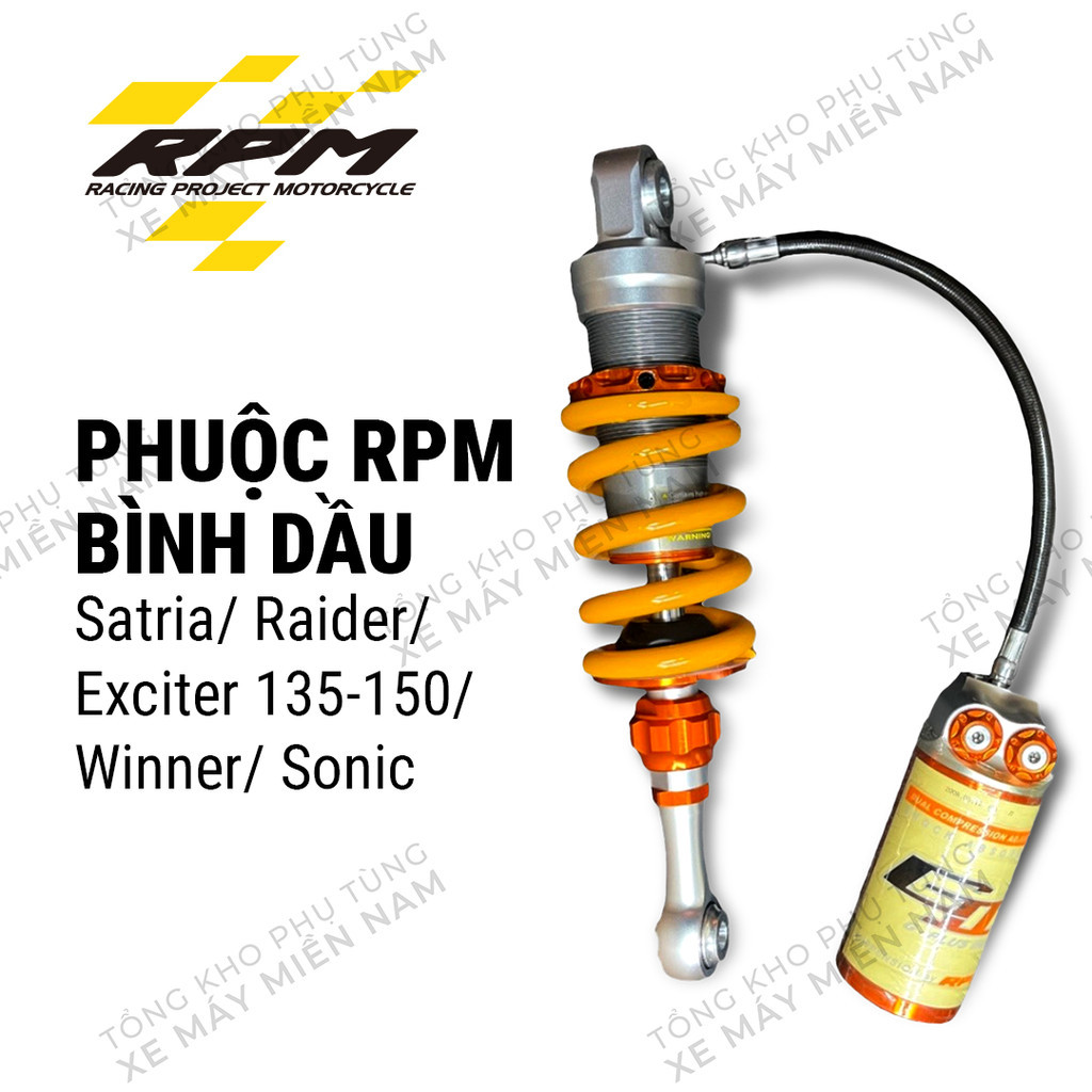 Phuộc RPM cho Satria/ Raider không bình dầu màu vàng hàng  có bảo hành