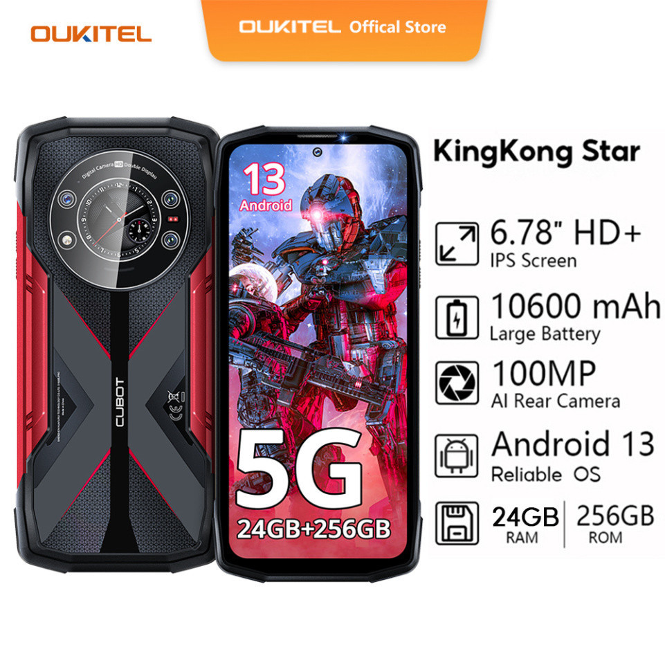 Cubot kingkong star 5g 24gb + 256gb 6,78 "màn hình 2k điện thoại thông minh chắc chắn