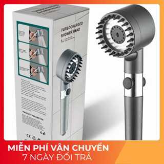 Vòi Sen Tăng Áp - Đầu Vòi Hoa Sen Mát Xa- 4 Trong 1 - 3 Chế Độ Áp Suất Cao Tiết Kiệm Nước - Lõi Cotton Lọc Cho Nhà Tắm