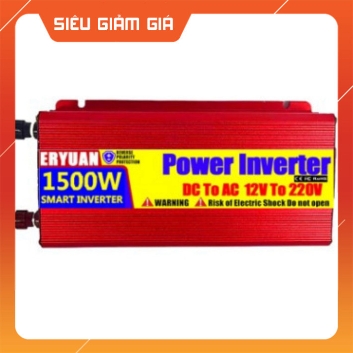 Bộ kích điện inverter ERYUAN ắc quy 12V,24V, 48V lên 220V 1500W sóng Sin Chuẩn bh 2 Năm