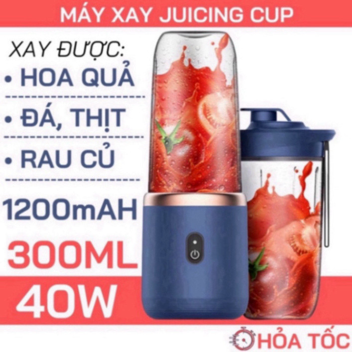 Máy xay sinh tố Juicing Cup 300ml 6 lưỡi, cầm tay, pin sạc USB, xay hoa quả tiện lợi