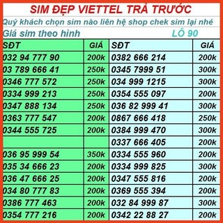 Sim viettel trả trước sim số đẹp thanh lý giá rẻ -lô 25