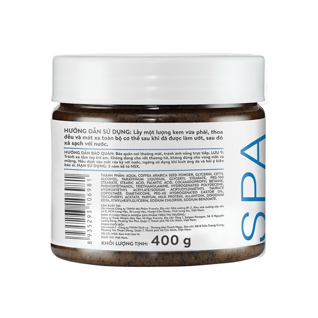 Tẩy tế bào chết cà phê 400g từ hạt cà phê Arabica nguyên chất & tinh chất sữa da sạch sâu, giảm thâm Felina Home Spa