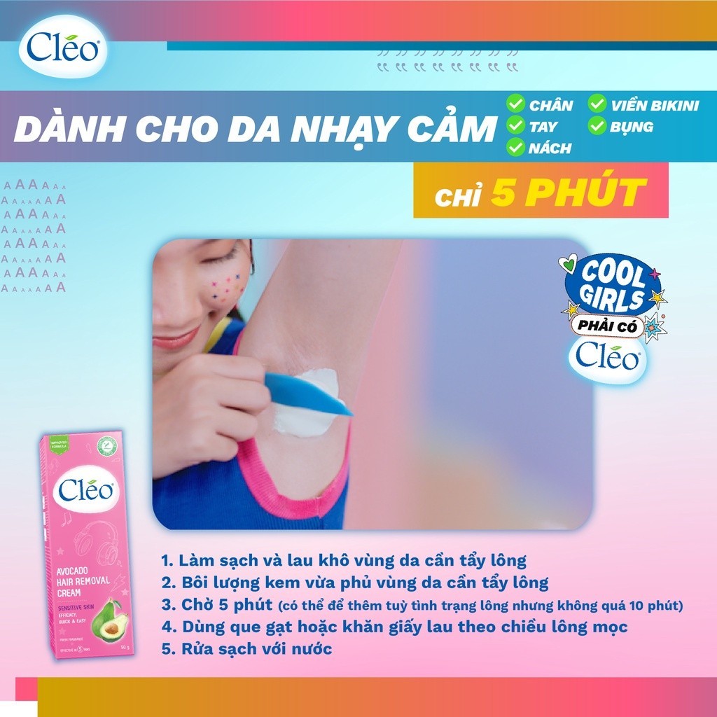 Combo gel dưỡng da sau tẩy lông Cléo giúp làm dịu da 50g và Kem Tẩy Lông Cléo 25g Cho Da Nhạy Cảm an toàn không đau rát