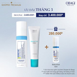 Bộ đôi Kem chống lão hóa Obagi Retinol 1.0 28g và Kem dưỡng phục hồi Obagi Clinical Kinetin+ Hydrating Cream 50ml