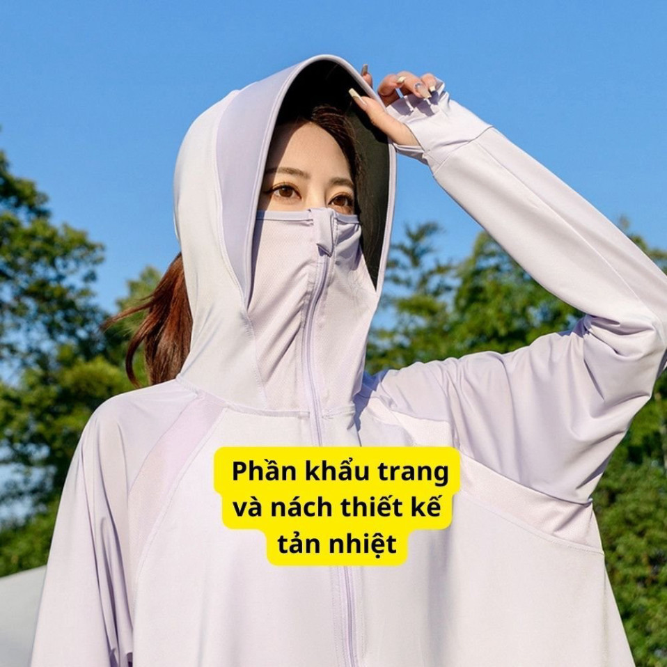 Áo chống nắng nữ chống tia cực tím UPF50+ chống tia UV chất lụa nhẹ, thoáng mát free size đến 75kg | BigBuy360 - bigbuy360.vn