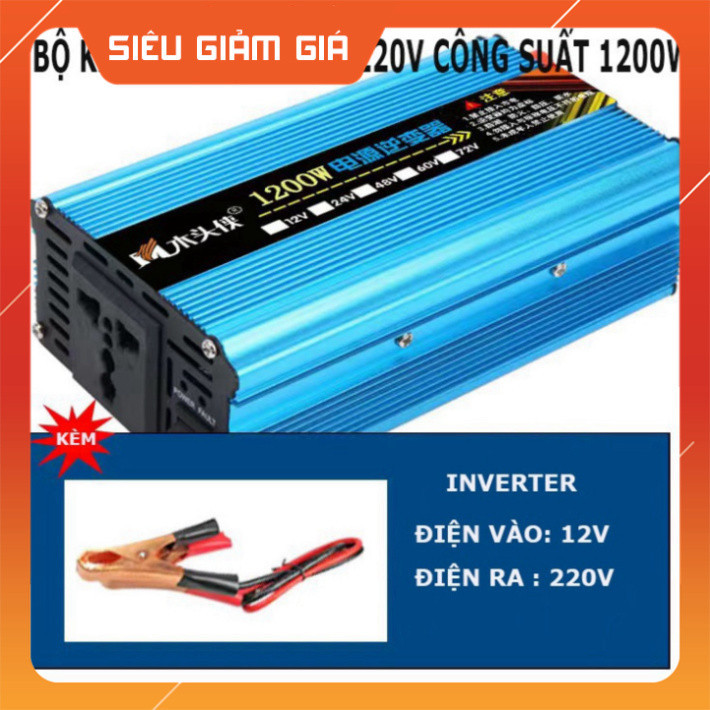 Bộ kích điện 12V lên 220V 1200W - 1200w Inverter 12V Sin Chuẩn Mẫu 2023