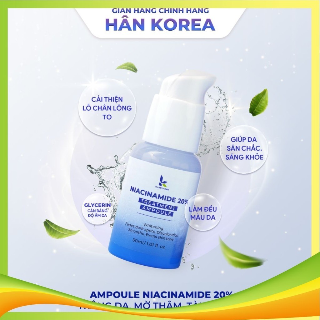 Ampoule B3 niacinamide 20% treatment làm đều màu da, kiểm soát bã nhờn, làm mờ dần vết thâm, giảm lỗ chân lông to 30ml