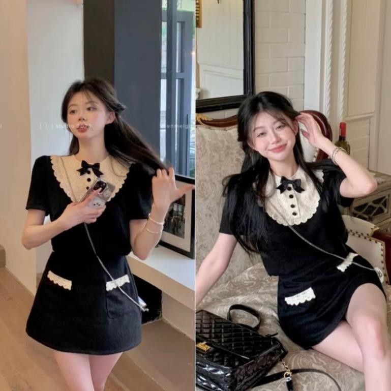 Váy Nữ, Váy Ren Tơ Hoa Cổ Yếm Hở Vai Tay Bồng Hàng 2 Lớp Phong Cách Tiểu Thư Siêu Xinh | BigBuy360 - bigbuy360.vn