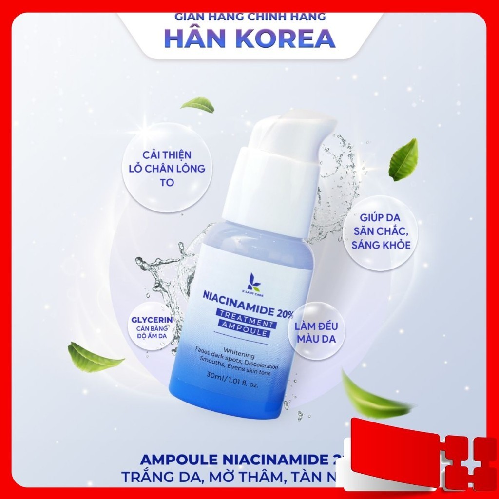 Ampoule B3 niacinamide 20% treatment làm đều màu da, kiểm soát bã nhờn, làm mờ dần vết thâm, giảm lỗ chân lông to 30ml