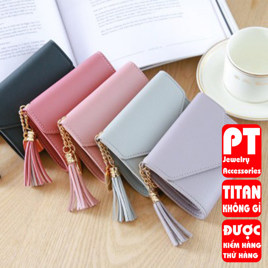 [ NSFT12P130 giảm 30k] Ví bóp cầm tay da nữ mini PTVI101