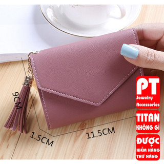 [ NSFT12P130 giảm 30k] Ví bóp cầm tay da nữ mini PTVI101