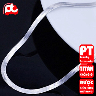 Dây chuyền nam titan sợi mì dẹp thời trang cao cấp sang trọng không đen inox thép không gỉ