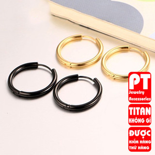 Bông tai nam titan 1 CHIẾC thời trang cao cấp inox thép không gỉ khoen tròn trangsucpt PTBTNA155