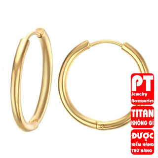 Bông tai titan nam 1 CHIẾC thời trang cao cấp inox thép không gỉ khoen tròn trangsucpt màu PTBTNA156