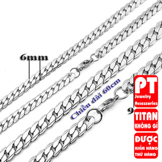 Dây chuyền inox cao cấp thép không gỉ titan nam lặc khít chạm 2 bên trangsucpt 6mm PTDCNA56
