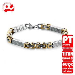 Lắc tay titan nam cao cấp sang trọng inox thép không gỉ ziczac dài trangsucpt 7mm PTLTNA93