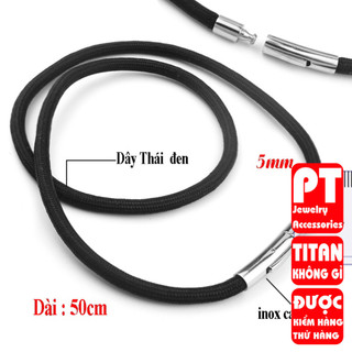 Dây chuyền bằng dây dù nam màu đen trangsucpt 5mm với thiết kế đơn giản PTDCNA24