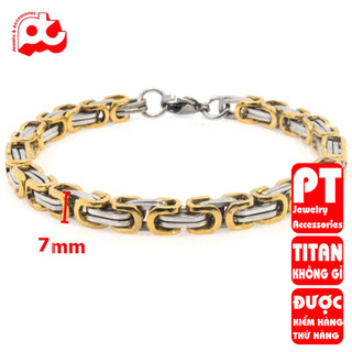 Lắc tay titan nam cao cấp sang trọng inox thép không gỉ ziczac vuông trangsucpt 7mm PTLTNA74