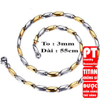 Dây chuyền nam titan cao cấp sang trọng thép không gỉ hỏa tiển trangsucpt 3mm PTDCNA29