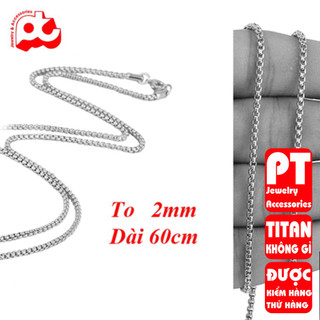 Dây chuyền titan nam cao cấp sang trọng inox thép không gỉ bông dừa trangsucpt 2mm PTDCNA51