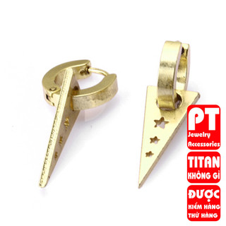 Bông tai nam titan 1 CHIẾC thời trang inox thép không gỉ khoen tam giác trangsucpt màu PTBTNA129