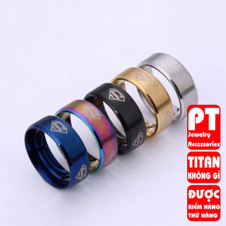 Nhẫn inox nam đánh dấu siêu nhân nhiều màu cao cấp thời trang thép không gỉ PT Jewelry & Accessories