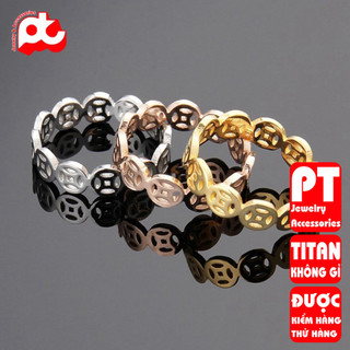 Nhẫn titan nữ đồng tiền cổ cách điệu cao cấp thép không gỉ titanium trangsucpt