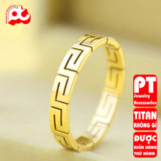 Nhẫn titan nữ vạn lý trường thành cách điệu cao cấp thép không gỉ titanium trangsucpt