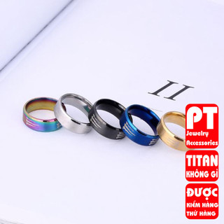 Nhẫn inox nam nhiều màu cao cấp thời trang thép không gỉ trangsucpt chữ M