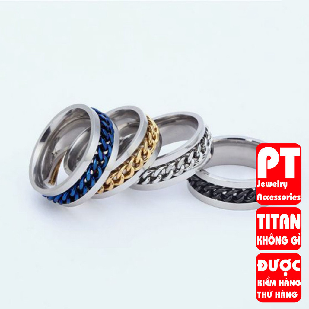 Nhẫn inox phối xích xoay nam nữ nhiều màu thép không gỉ PT Jewelry & Accessories khui bia bán bởi trangsucpt