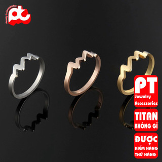 Nhẫn titan nữ nhịp tim cách điệu cao cấp thép không gỉ titanium trangsucpt