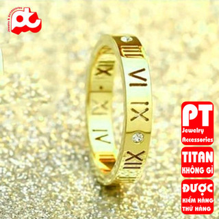 Nhẫn titan nữ số la mã cách điệu cao cấp thép không gỉ titanium trangsucpt