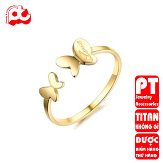 Nhẫn titan nữ freesize bướm cách điệu cao cấp thép không gỉ titanium PT Jewelry & Accessories