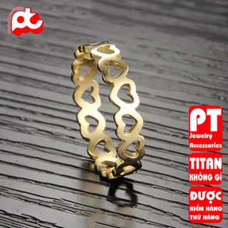 Nhẫn titan nữ trái tim rỗng cách điệu cao cấp thép không gỉ titanium