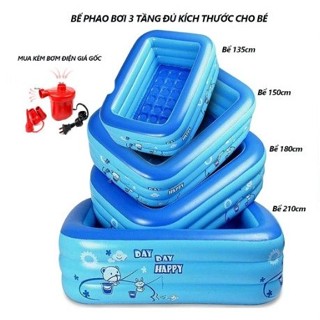 Bể bơi phao cho bé hình chữ nhật thành cao 2-3 tầng,hồ bơm hơi chất liệu dày,đáy 2 lớp chống trượt bảo hành lỗi 1 đổi 1,