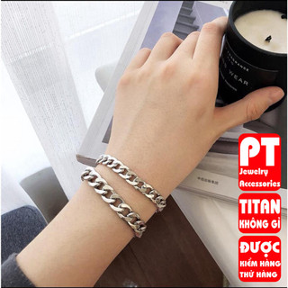 Lắc tay nam nữ cao cấp sang trọng titan thép không gỉ lặc đơn trangsucpt 9mm PTLTNA76 3T
