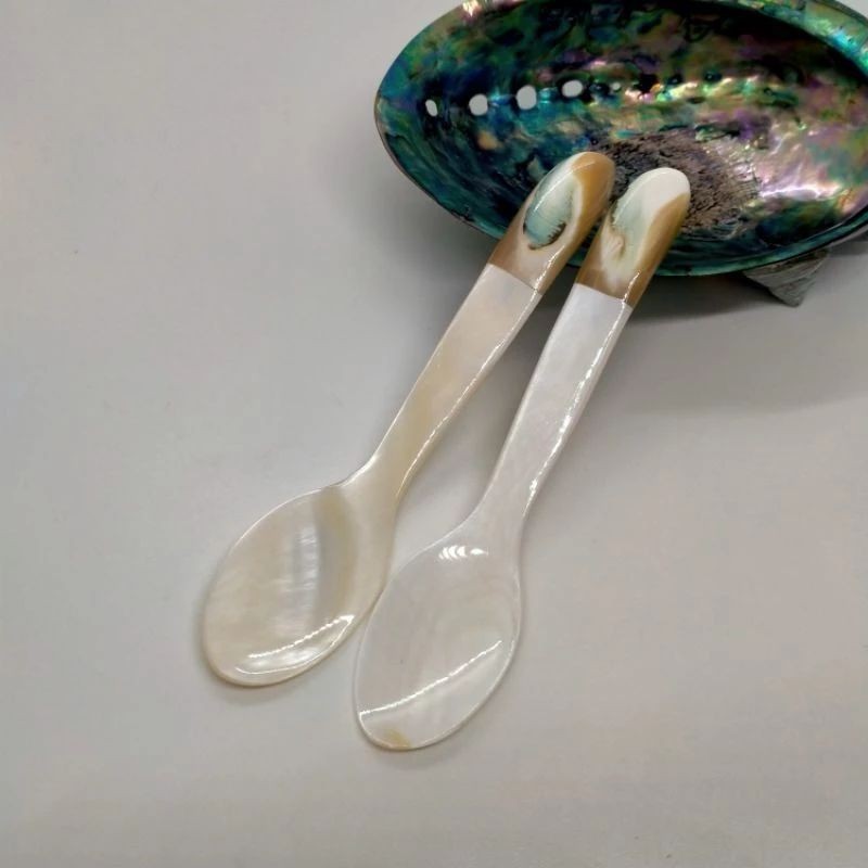 Thìa/Muỗng cà phê 13cm bằng vỏ trai cán ốc xà cừ xanh
