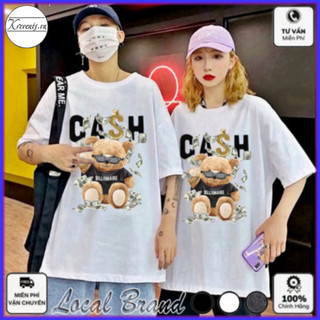 Áo Thun Tay Lỡ CASH BEAR Local Brand Cotton 100 nam nữ form rộng Unisex (AT4800L - Kèm Video Ảnh Thật) (Thank You Fashio