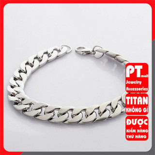 Lắc tay cao cấp titan nam kiểu lặc 9mm đẹp sang trọng inox thép không gỉ PT JEWELRY màu trắng
