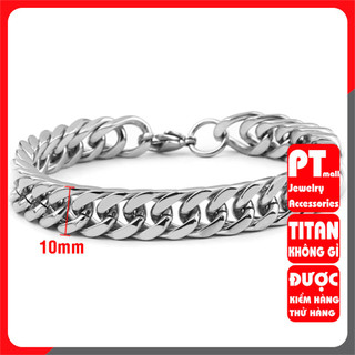 Lắc tay nam titan PT JEWELRY cao cấp thời trang rẻ đẹp thép không gỉ kiểu lặc kép vuông PTLTNA104
