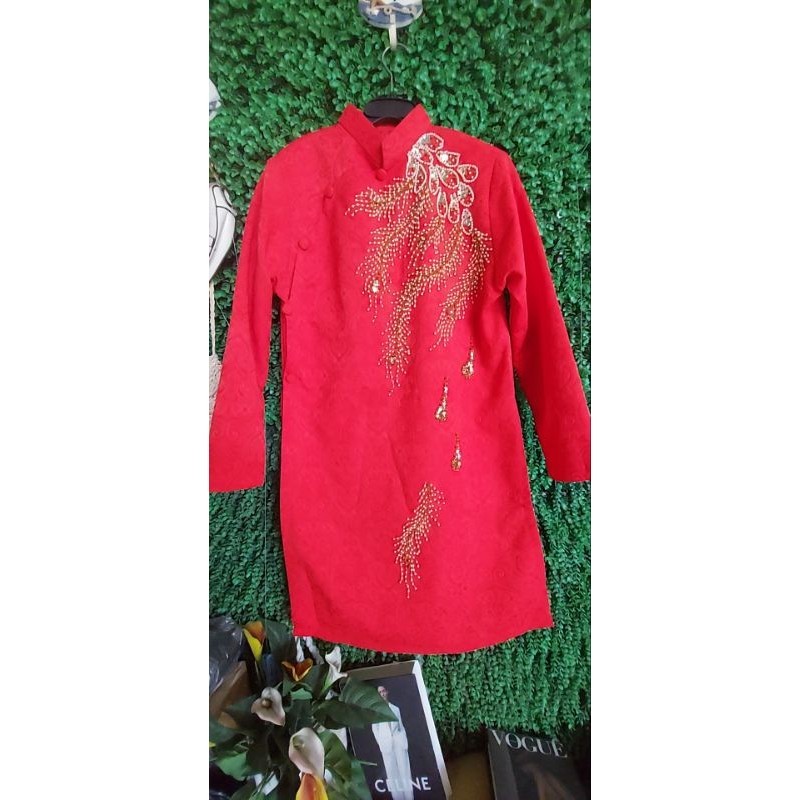 áo dài nam gấm đỏ size M